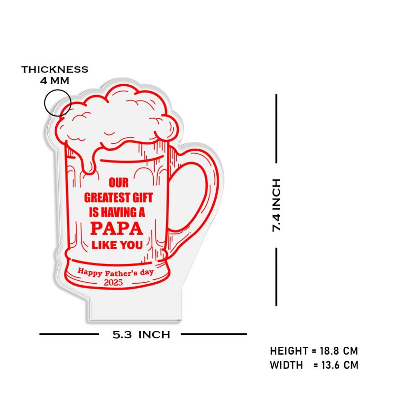 Beer Mug Design Acrylic Table lamp gifr for Father's Day with Multicolored Light